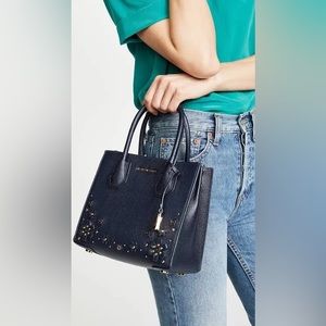 Michael Kors Floral Mercer Medium Leather Messenger Bag